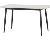 FENTON DINING SET (X6 CHAIRS) - WHITE/LIGHT GREY FABRIC