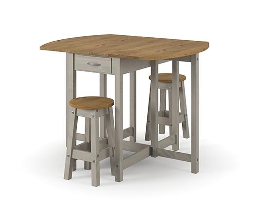 Corona oval breakfast drop leaf gateleg table & pair stool SET