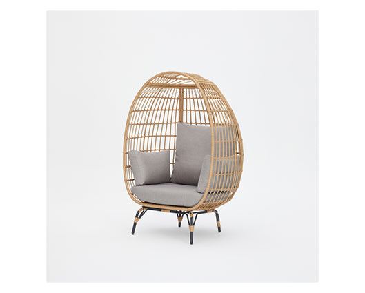 Antalya Natural Egg Chair L. Grey Cushion+ Cover