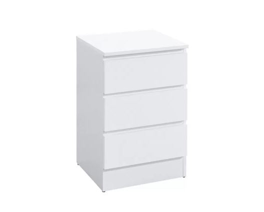 Oakley 3 Drawer Bedside- White