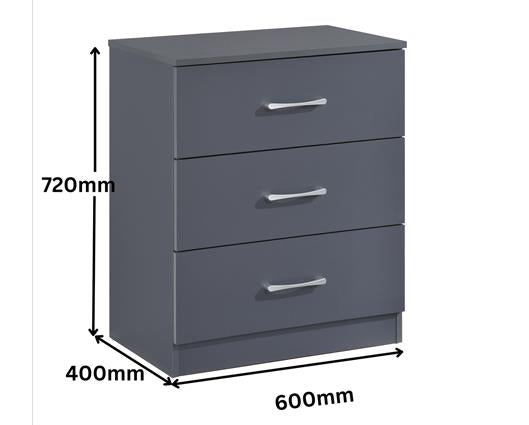 Highbury 3 Drawer Chest - Dark Grey