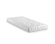 A white double memory roll up mattress with a quilted circular pattern, shown at an angle on a solid white background.