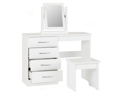 Neptune 4 Drawer Dressing Table Set - White Gloss