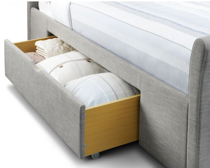 Caprice King Bed With 2 Underbed Storage Drawers - Light Grey