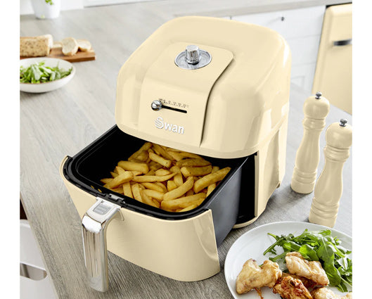 Swan 6L Retro Manual Air Fryer Cream