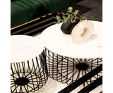 Emberley Small Cage Table- Black & Marble