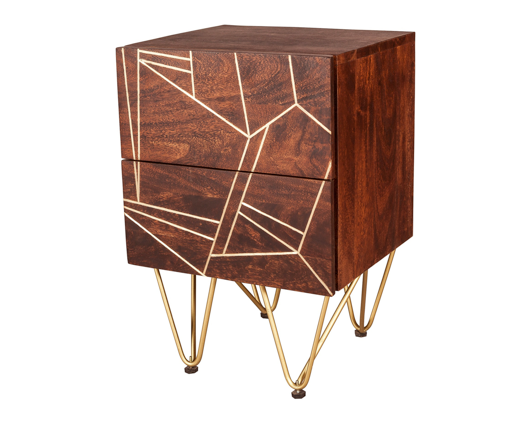 Dark Gold 2 Drawer Side Table