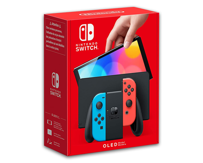 Nintendo Switch OLED Neon Console + Cuphead + Stealth Headset Neon Red