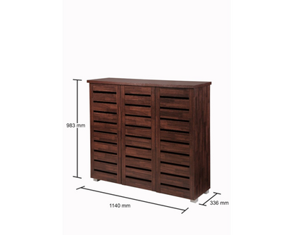 Tall 3 Door Shoe Cabinet-Dark Oak
