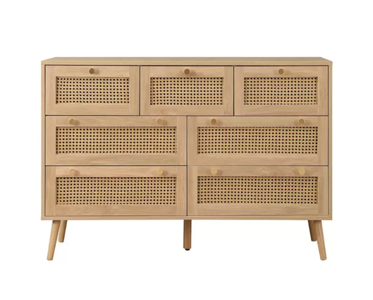 Catalina 7 Drawer Rattan Chest- Oak