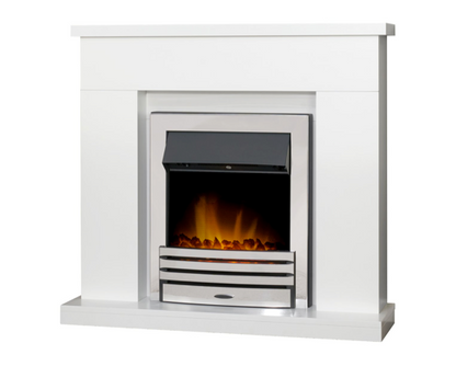 Ludlow Fireplace Suite 39inch - White With Electric Fire - Chrome 