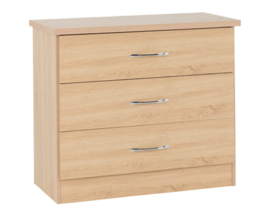 Neptune 3 Drawer Chest - Sonoma Oak Effect