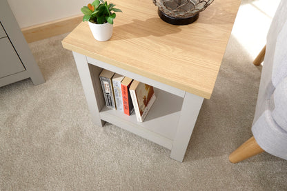 Lachlan Side Table with Shelf-Grey