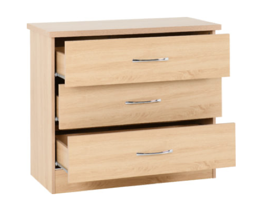 Neptune 3 Drawer Chest - Sonoma Oak Effect