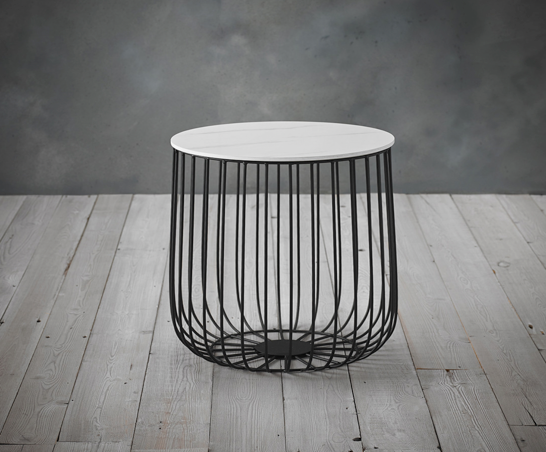 Emberley Small Cage Table- Black & Marble