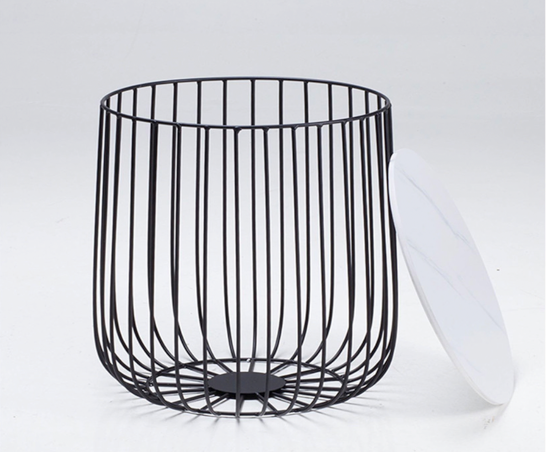 Emberley Small Cage Table- Black & Marble